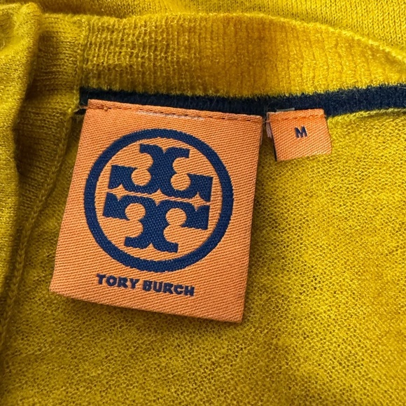 Tory Burch Mustard Yellow Cashmere Sweater Size Medium - Picture 7 of 11